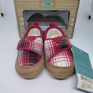 COPY - Toms Toddler Boy or girls Tiny Inca Red Plaid shoes size 4NIB